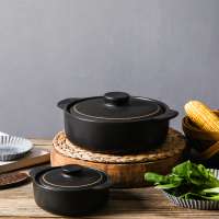 High quality China tableware flameproof cast iron big casserole pot with gold rim