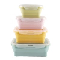 4 pcs Microwavable Silicone Food Storage Containers set Collapsible Lunch Box