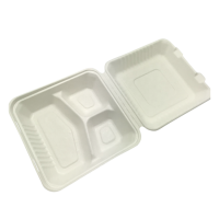 Disposable 3-Compartment Clamshell Food Container