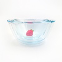 Cheap and Convenient Transparent Clear Bluish Borosilicate Glass  Salad Bowl