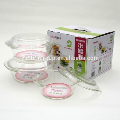 Heat resistant borosilicate glass casserole