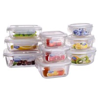 Stackable Wholesale Kitchen Airtight High Borosilicate Glass Food Storage Container with Locking Lid